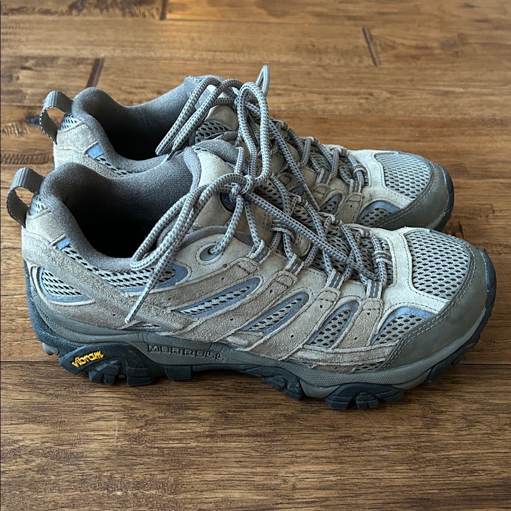 Merrell Moab 2 Ventilator Hiking Shoes Falcon Tan Gray Leather Mesh Womens 8.5
